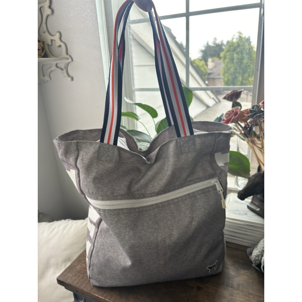 Victoria's Secret Pink Signature Tote Bag Spellout And Dog Logo Carryall Beach